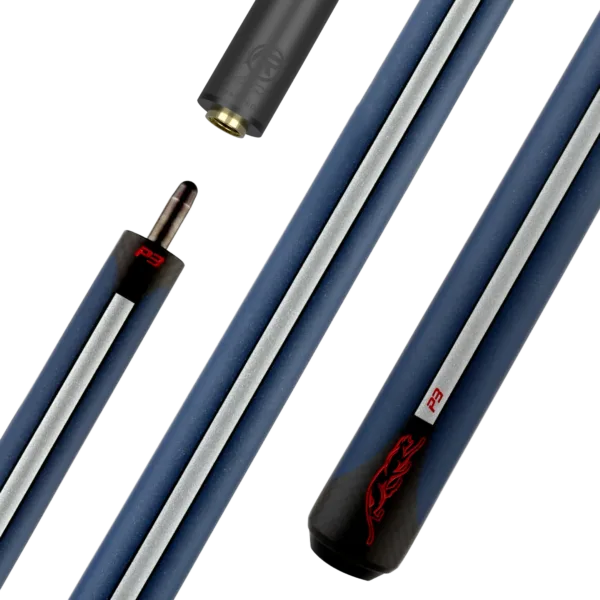 Predator P3 Fourth of July Pool Cue no wrap with matte navy blue finish, silver stripe, and red P3 details